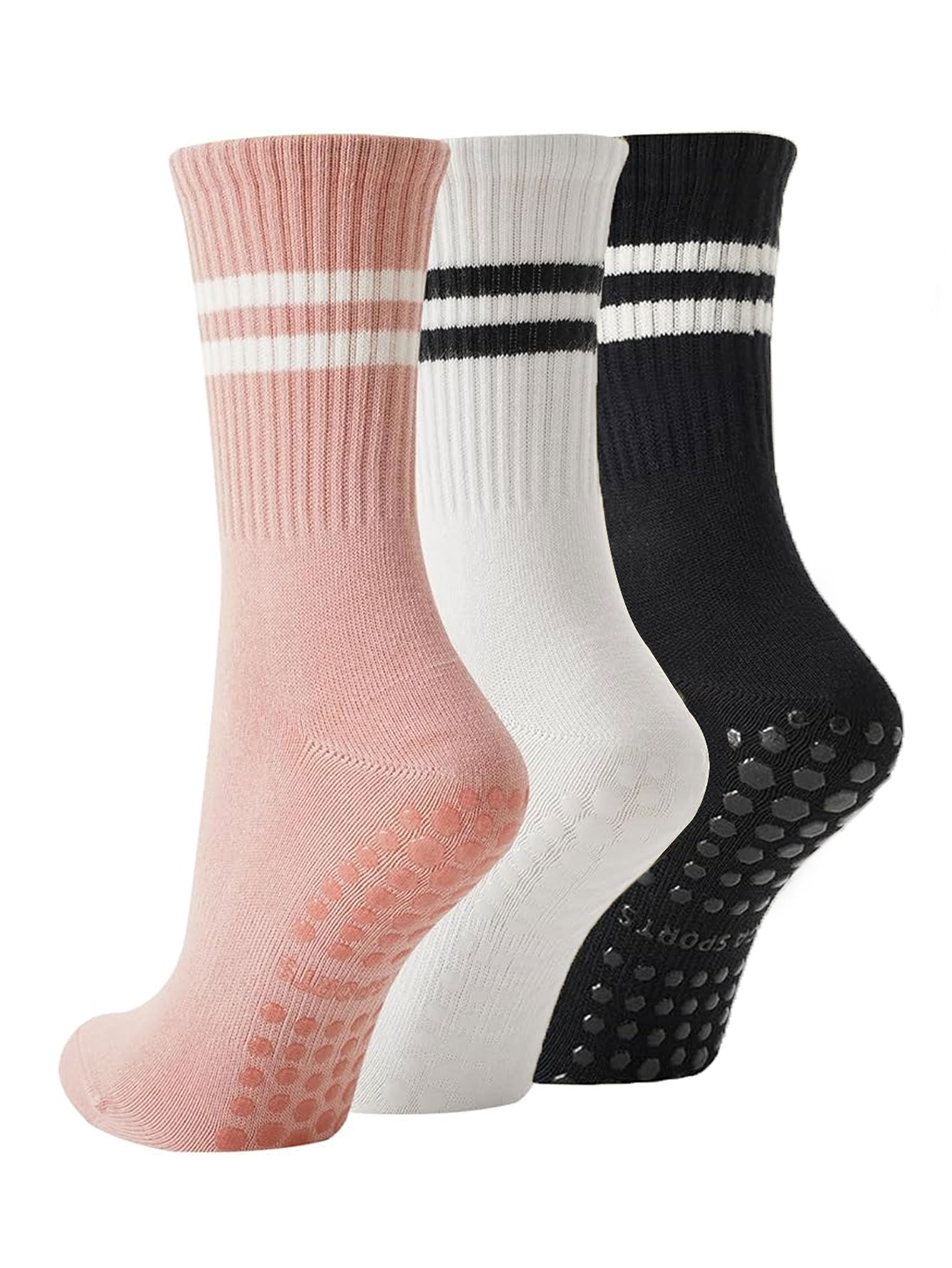 Jump Rope - 3 Paar Yoga-Socken, rutschfeste, professionelle Damen-Pilates-Socken,