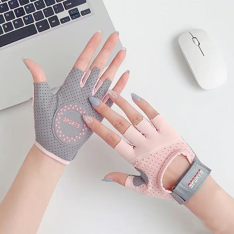 Yoga Fitness Spinning - Damen Anti-Rutsch-Fitness-Halbfinger-Handschuhe, verschleißfeste Yoga-Spinning-Bike-Sport-Trainingshandschuhe