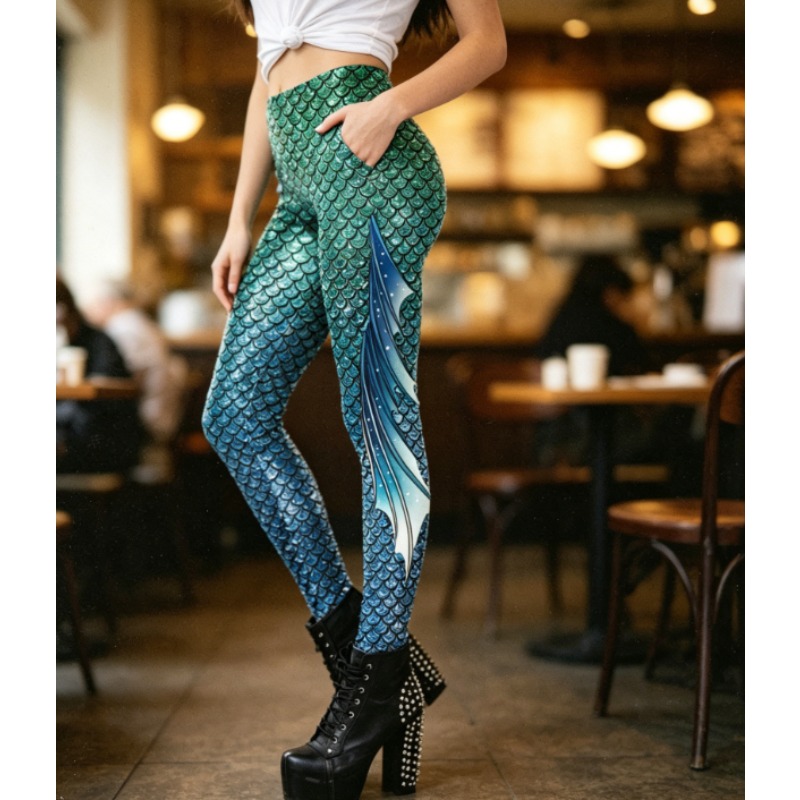 Yoga Fitness Holiday - Meerjungfrau-Schuppen 3D-Druck Leggings für Damen Hochgeschnittene
