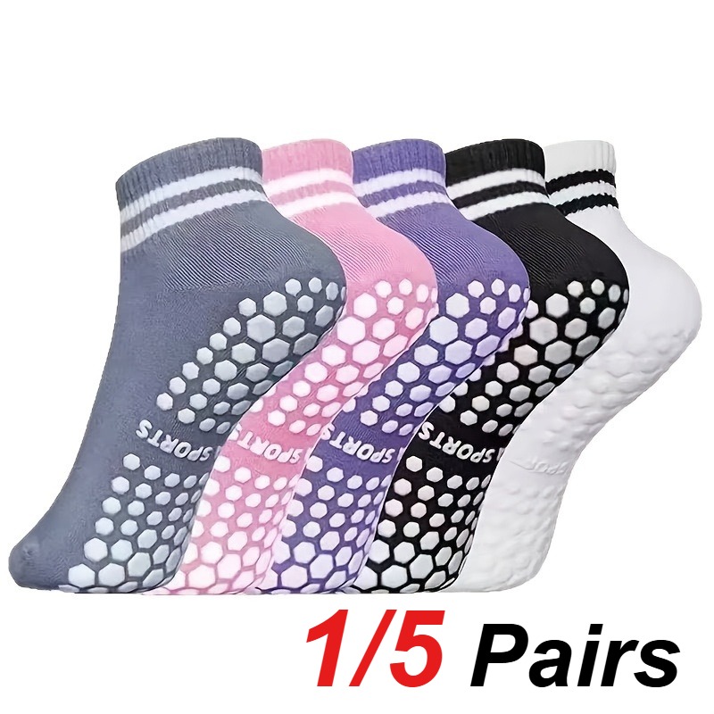 Yoga In Fitness - 1/5 Paar Damen-Silikon-Anti-Rutsch-Socken für Pilates, Yoga,