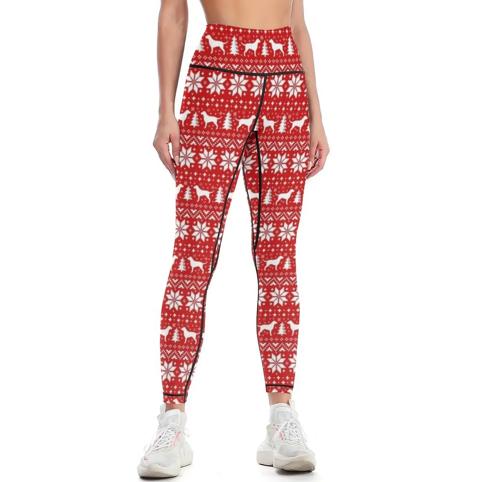 Yoga Fitness Holiday - Curly Coated Retriever Silhouetten Weihnachtsmuster Leggings