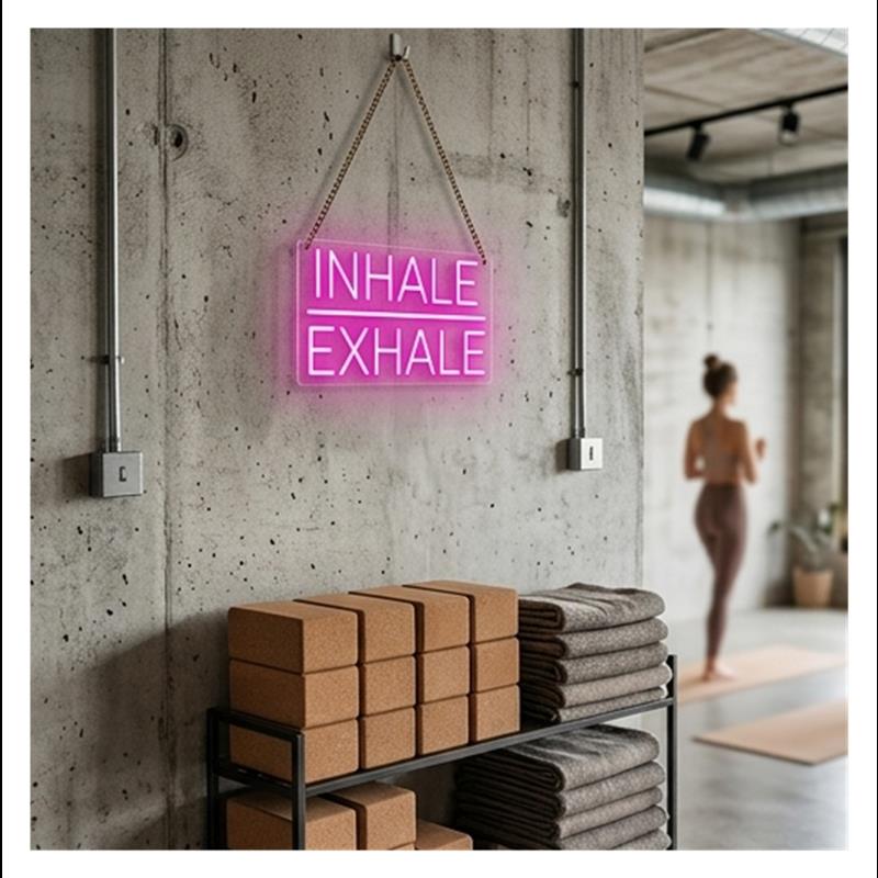 Ein- und Ausatmen Neon-Schild, – Yoga Fitness Holiday Bewertung und Preis